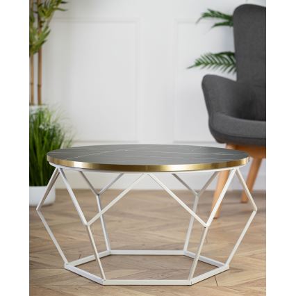 Kávésasztal DIAMOND 40x70 cm arany/fekete/fehér