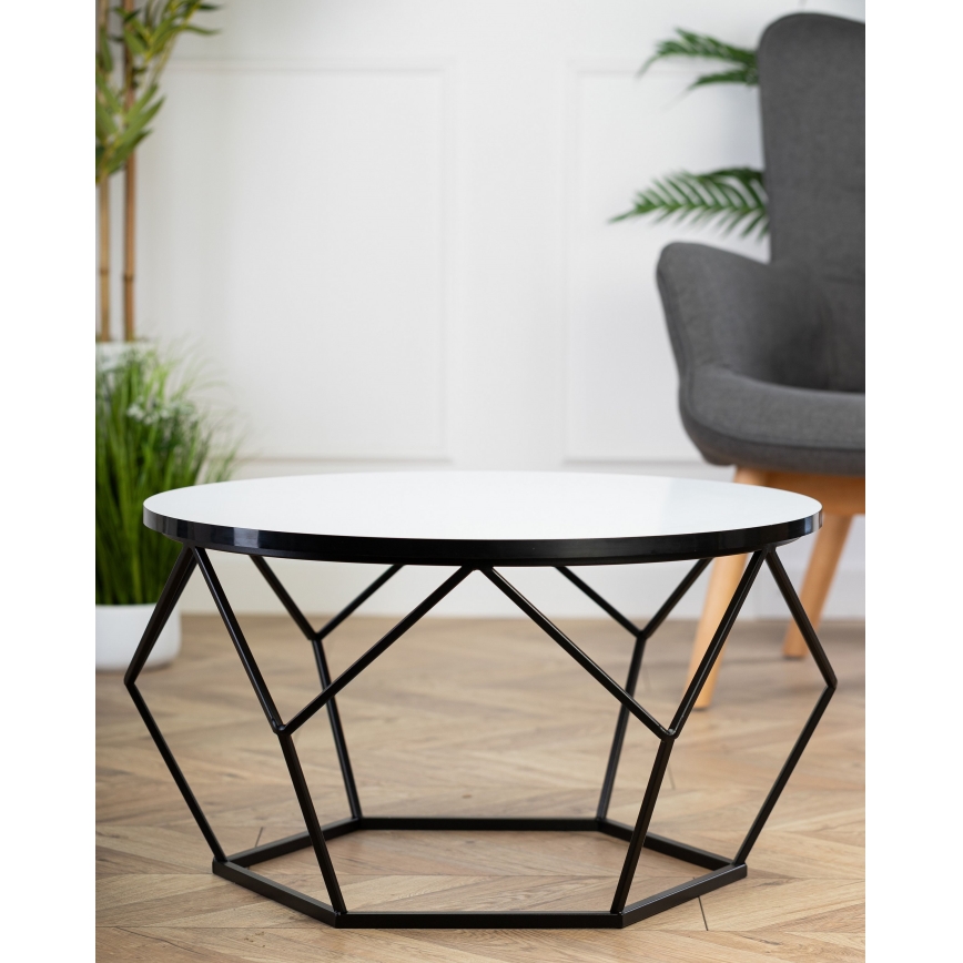 Kávésasztal DIAMOND 40x70 cm fehér/fekete