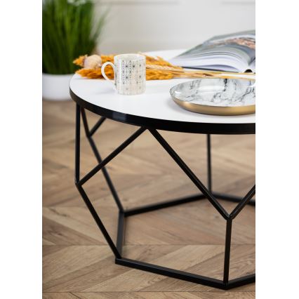 Kávésasztal DIAMOND 40x70 cm fehér/fekete