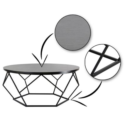 Kávésasztal DIAMOND 41,5x90 cm fekete