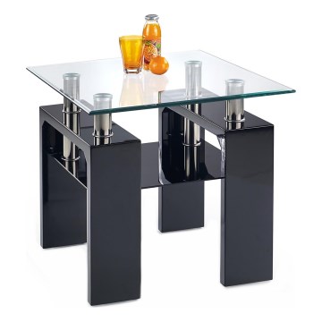 Kávésasztal DIANA 55x60 cm fekete/átlátszó