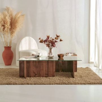 Kávésasztal ESCAPE 30x105 cm barna/átlátszó