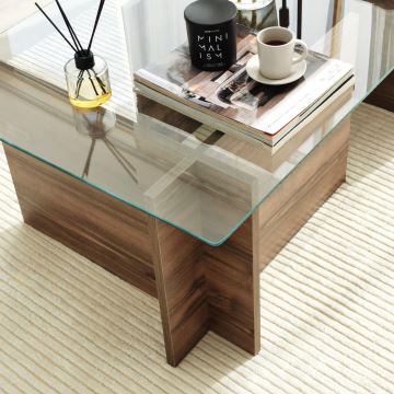 Kávésasztal ESCAPE 40x105 cm barna/átlátszó