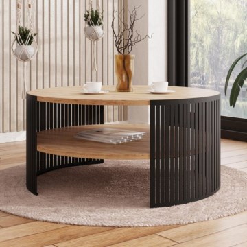 Kávésasztal FIKOLI 40x75 cm fekete/arany tölgy