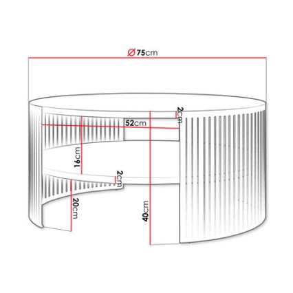 Kávésasztal FIKOLI 40x75 cm fekete/fehér