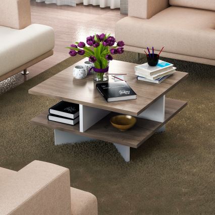 Kávésasztal HAMTON 31,2x60 cm barna/fehér