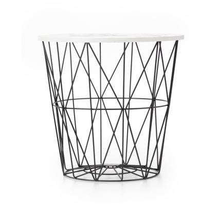 Kávésasztal HARISSA 41x42 cm fekete/fehér márvány dekoráció