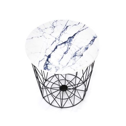 Kávésasztal HARISSA 41x42 cm fekete/fehér márvány dekoráció