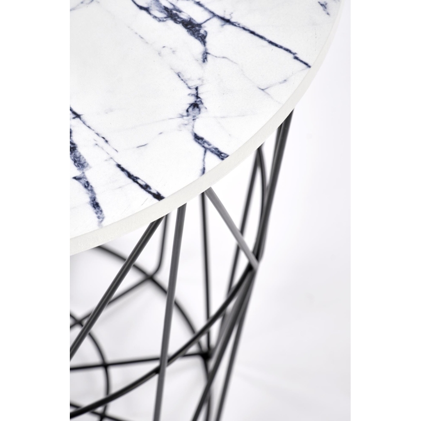Kávésasztal HARISSA 41x42 cm fekete/fehér márvány dekoráció