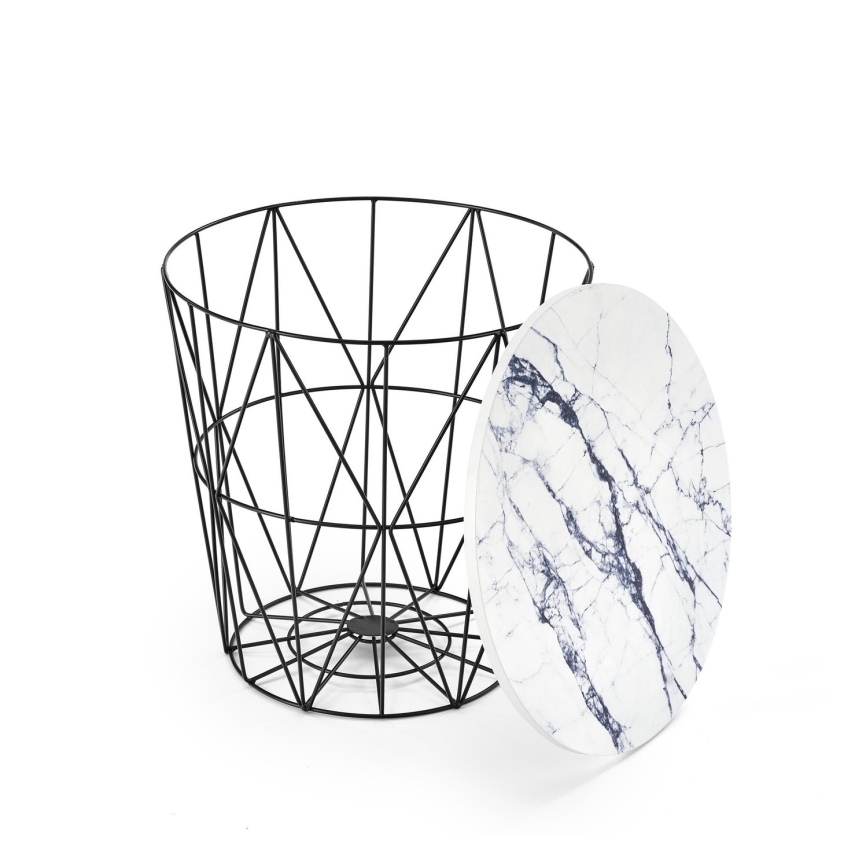 Kávésasztal HARISSA 41x42 cm fekete/fehér márvány dekoráció