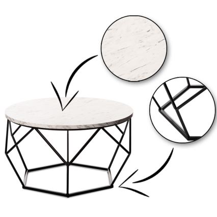 Kávésasztal MARMUR 40x70 cm fekete/fehér