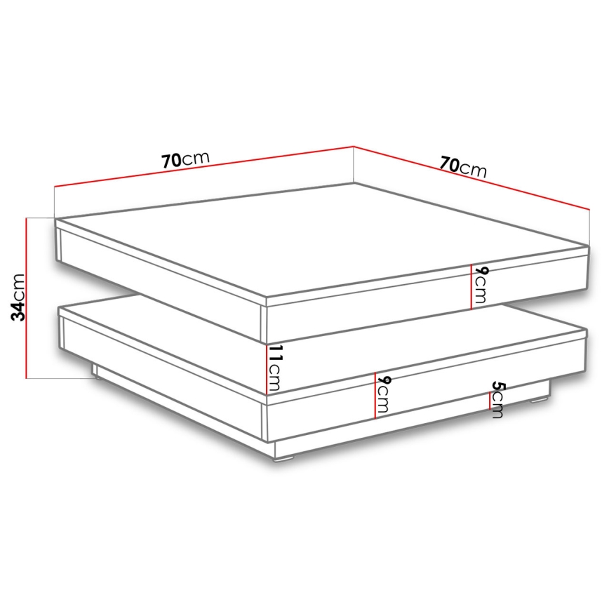 Kávésasztal NENANI 34x70 cm fehér