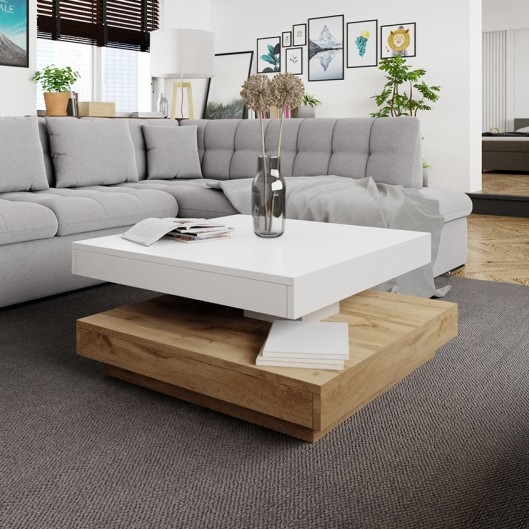 Kávésasztal NENANI 34x70 cm fehér/tölgy wotan