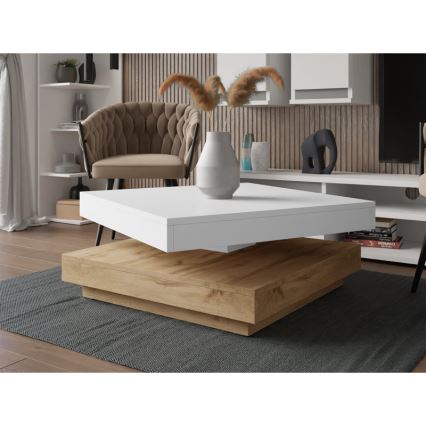 Kávésasztal NENANI 34x70 cm fehér/tölgy wotan