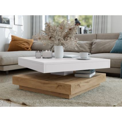 Kávésasztal NENANI 34x70 cm fehér/tölgy wotan