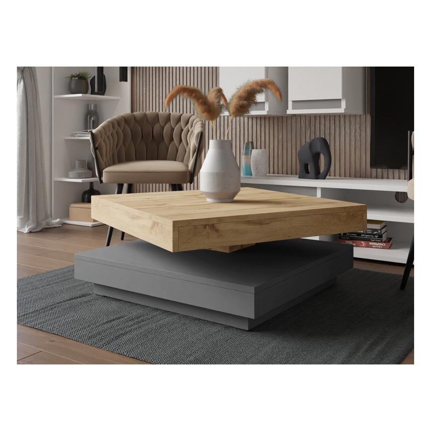 Kávésasztal NENANI 34x70 cm szürke/tölgy wotan