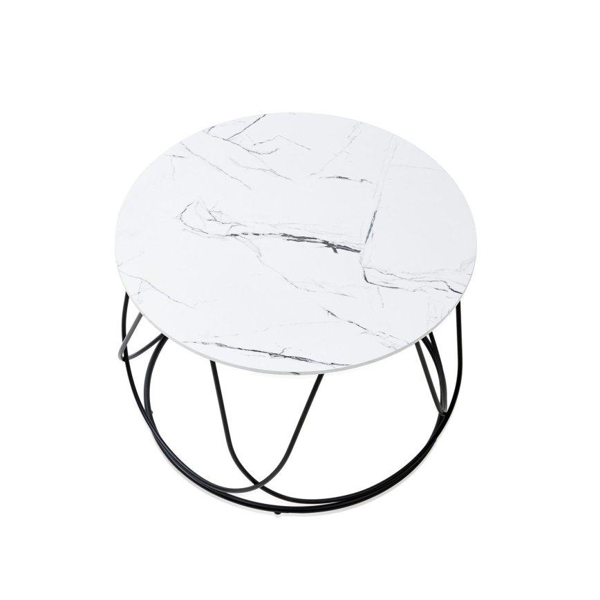 Kávésasztal NUBIRA 41x60 cm fekete/márvány dekoráció