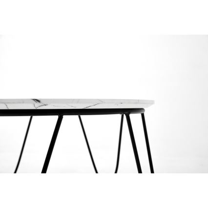 Kávésasztal NUBIRA 41x60 cm fekete/márvány dekoráció