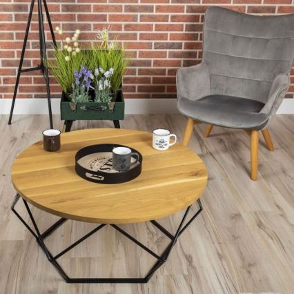 Kávésasztal OAKLOFT 41,5x90 cm fekete/tölgy