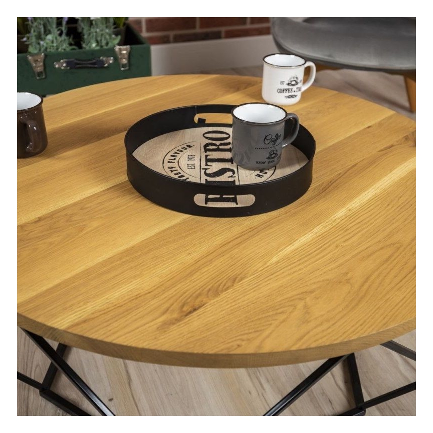 Kávésasztal OAKLOFT 41,5x90 cm fekete/tölgy