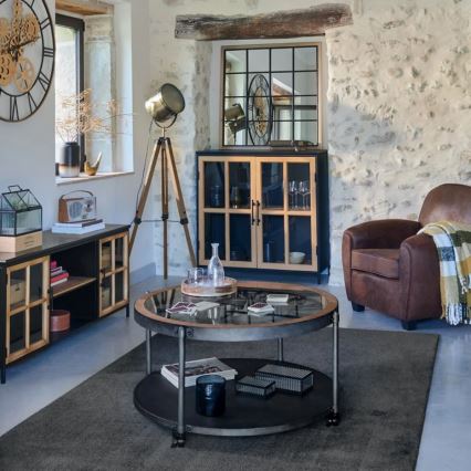 Kávésasztal órával CHRONO 89,5x47 cm 1xAA