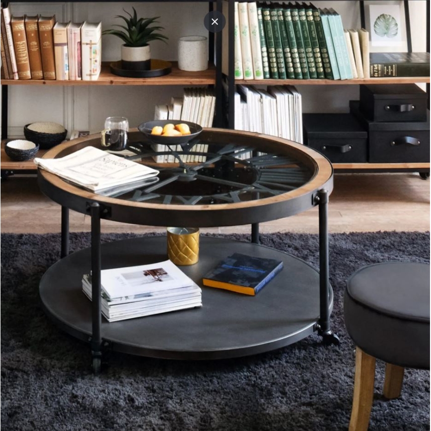 Kávésasztal órával CHRONO 89,5x47 cm 1xAA