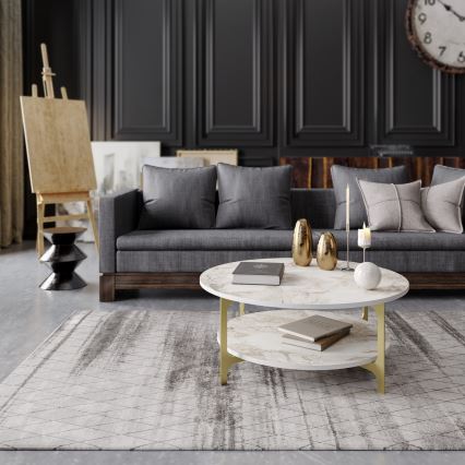 Kávésasztal VERSY 37x90 cm fehér/arany