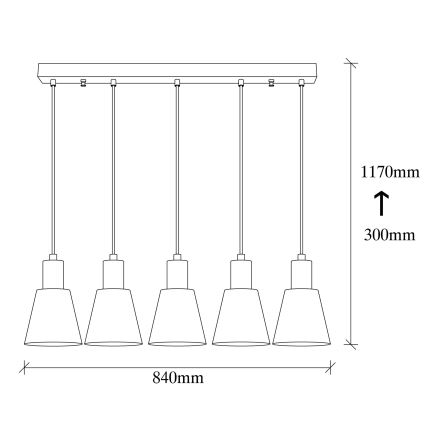 KEM kábeles csillár 5x E27/40W/230V fekete