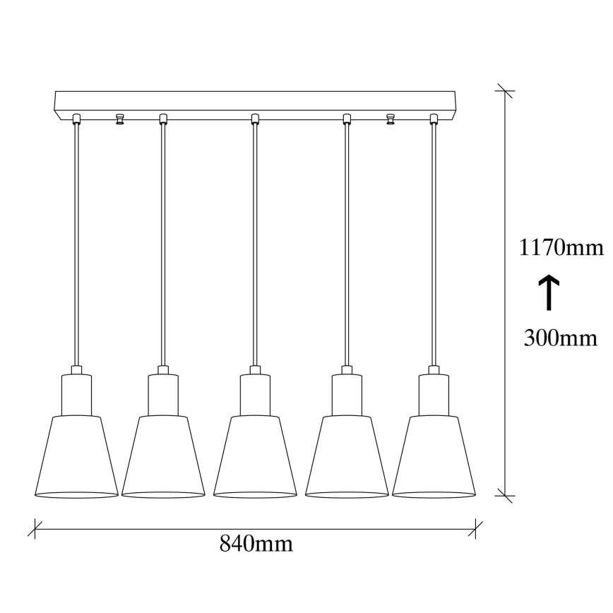 KEM kábeles csillár 5x E27/40W/230V fekete