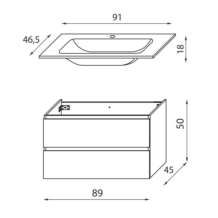 KENWOOD 91 cm-es fürdőszobaszekrény mosdóhoz, Marakesh