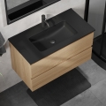 KENWOOD 91 cm-es mosdószekrény, tölgy/fekete
