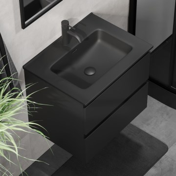 KENWOOD fürdőszobai szekrény mosdóval 61x52x45 cm fekete