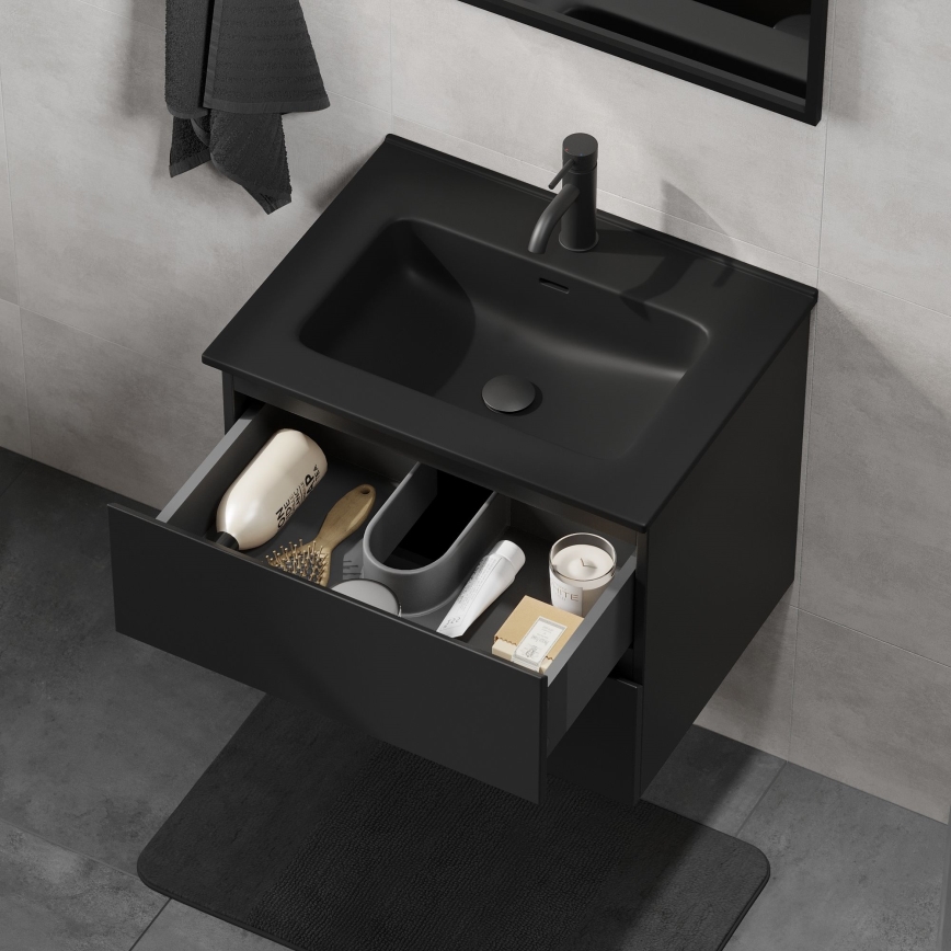 KENWOOD fürdőszobai szekrény mosdóval 61x52x45 cm fekete