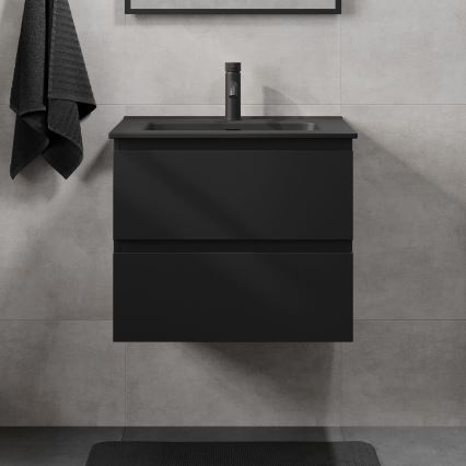KENWOOD fürdőszobai szekrény mosdóval 61x52x45 cm fekete