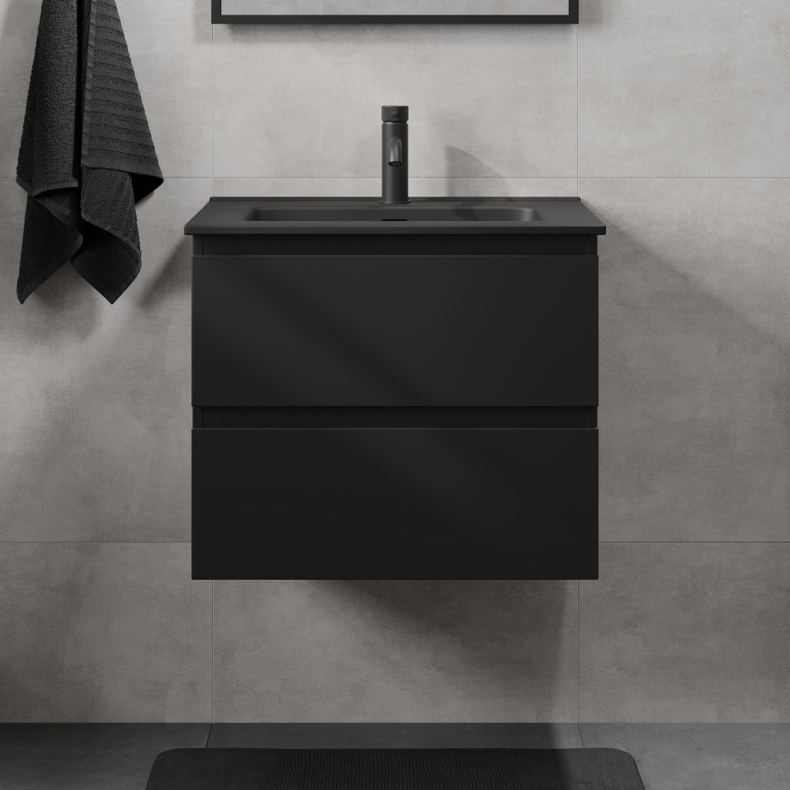 KENWOOD fürdőszobai szekrény mosdóval 61x52x45 cm fekete