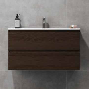 KENWOOD fürdőszobai szekrény mosdóval, 91x50x47 cm, dió