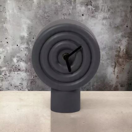 Kerámia asztali óra, 16 cm, 1xAA, szürke