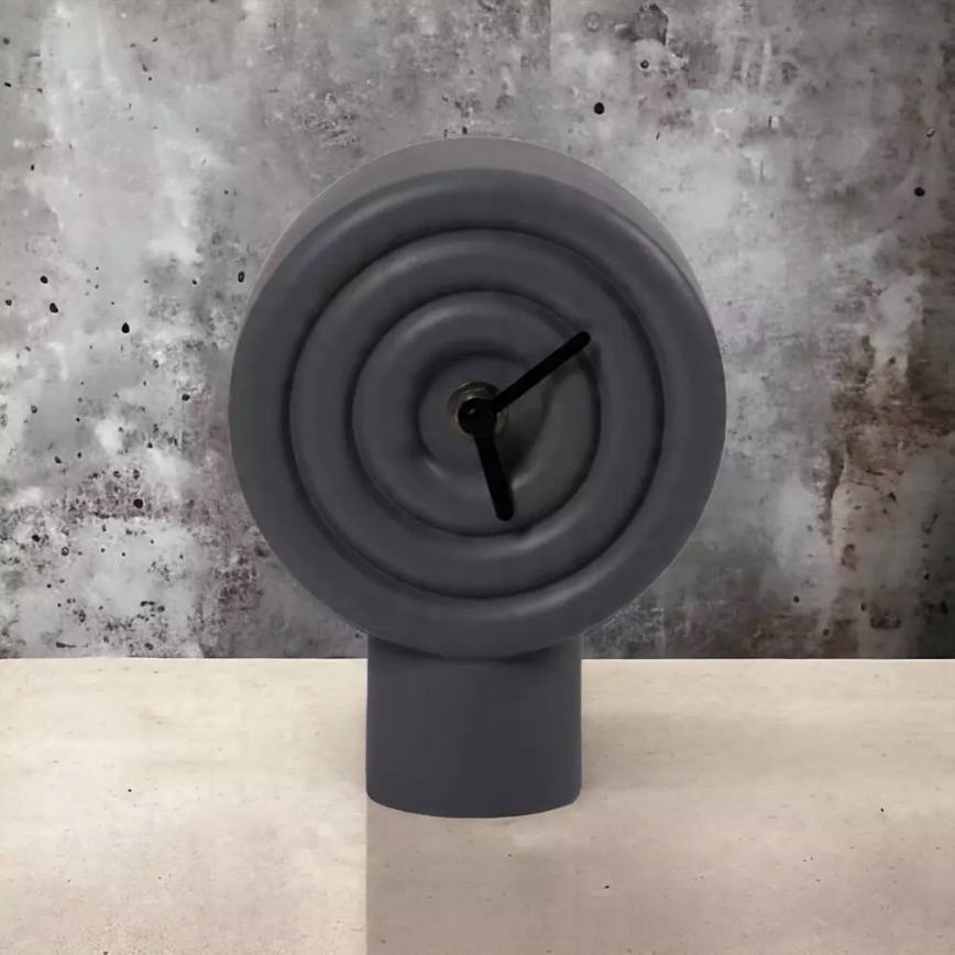 Kerámia asztali óra, 16 cm, 1xAA, szürke