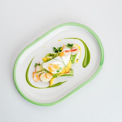 Kerámia Desszert tányér fehér zöld