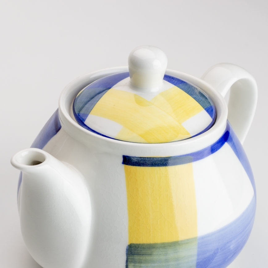 Kerámia kávéfőző fedővel Lucie fehér-kék