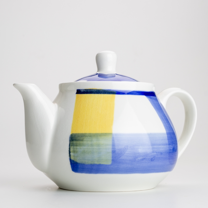 Kerámia kávéfőző fedővel Lucie fehér-kék