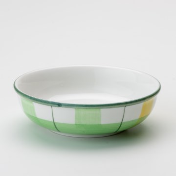 Kerámia kompótos tál 13 cm zöld-fehér