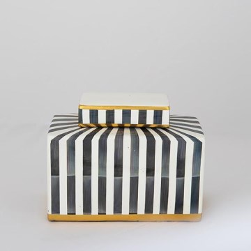 Kerámia tégely 20,5x16x9 cm kék/fehér/fekete