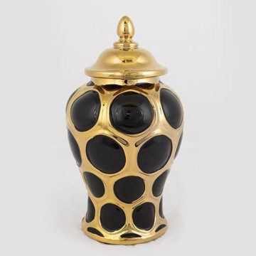 Kerámia tégely 27,6x15 cm arany/fekete