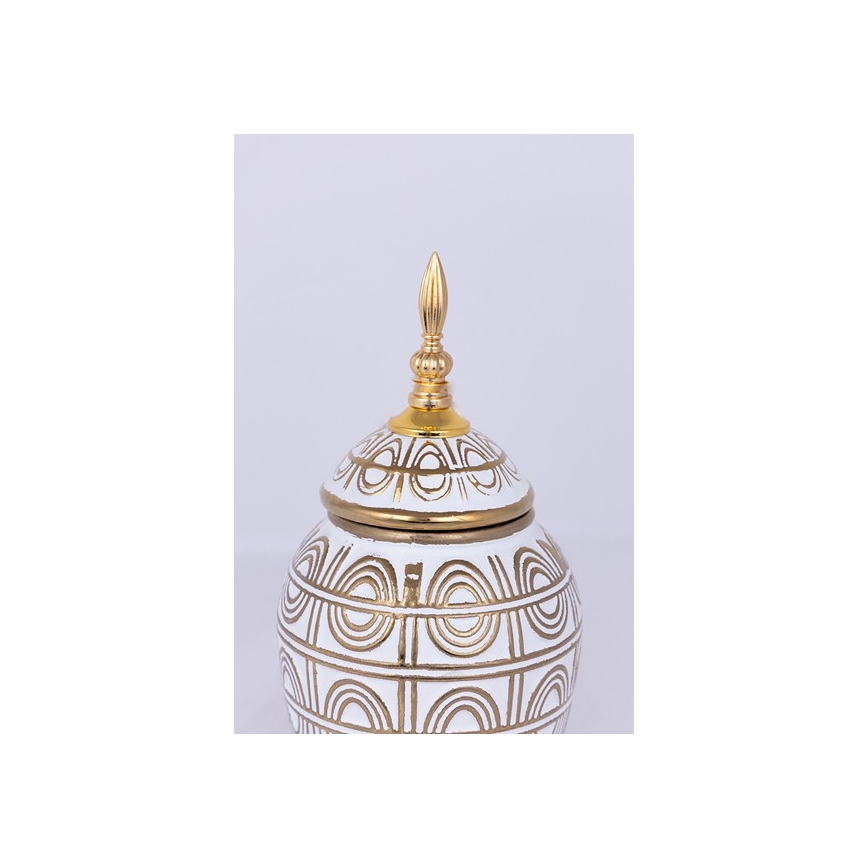 Kerámia tégely 28x15 cm arany/fehér