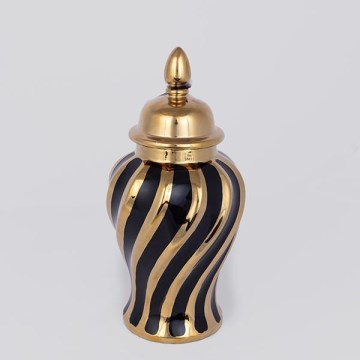 Kerámia tégely 30x14,8 cm arany/fekete