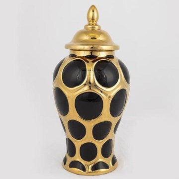 Kerámia tégely 33,8x16 cm arany/fekete