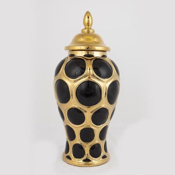 Kerámia tégely 40x17,7 cm arany/fekete