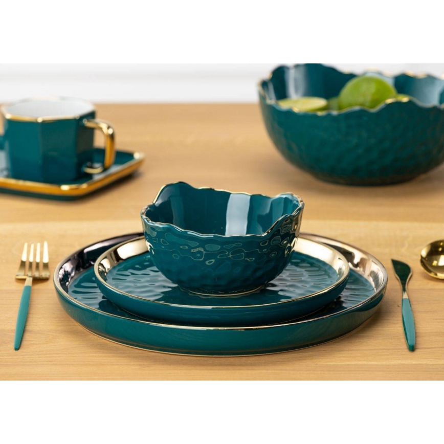 Kerámia tál TIGELLA 13 cm zöld/arany