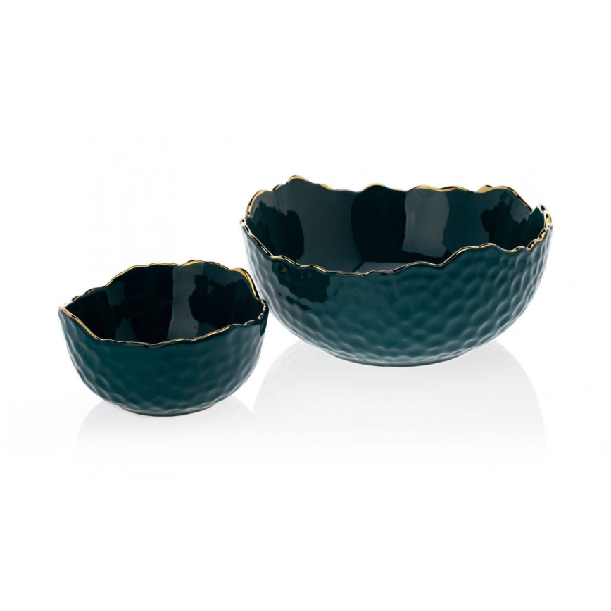 Kerámia tál TIGELLA 13 cm zöld/arany